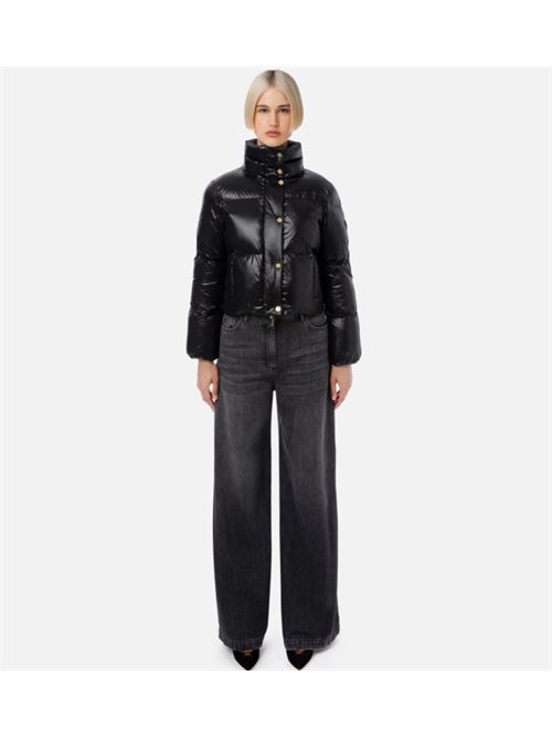 Cropped down jacket in satin sail ELISABETTA FRANCHI | PI55D36E2.110